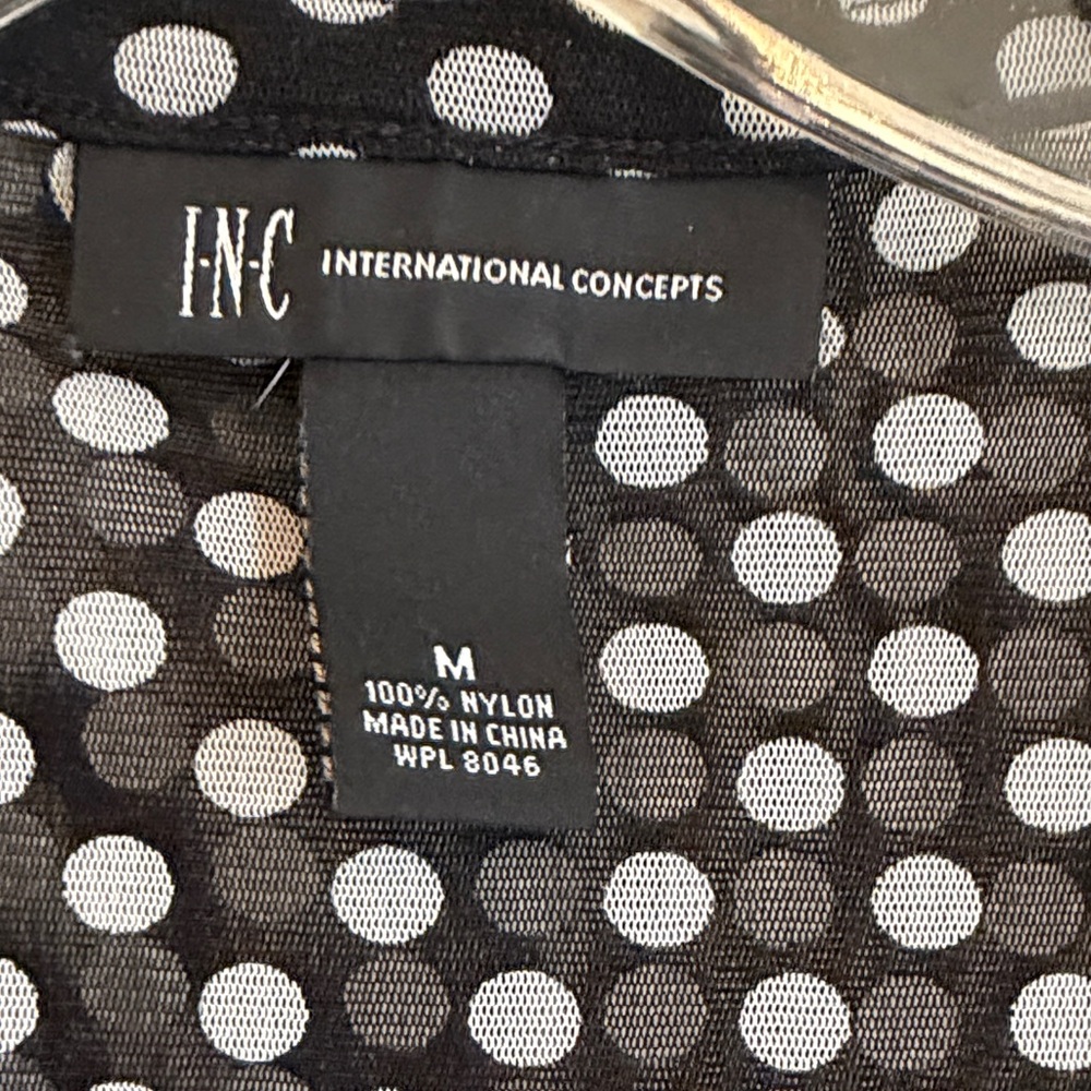 INC International Concepts Black and White Polka Dot Blouse - Picture 2 of 3